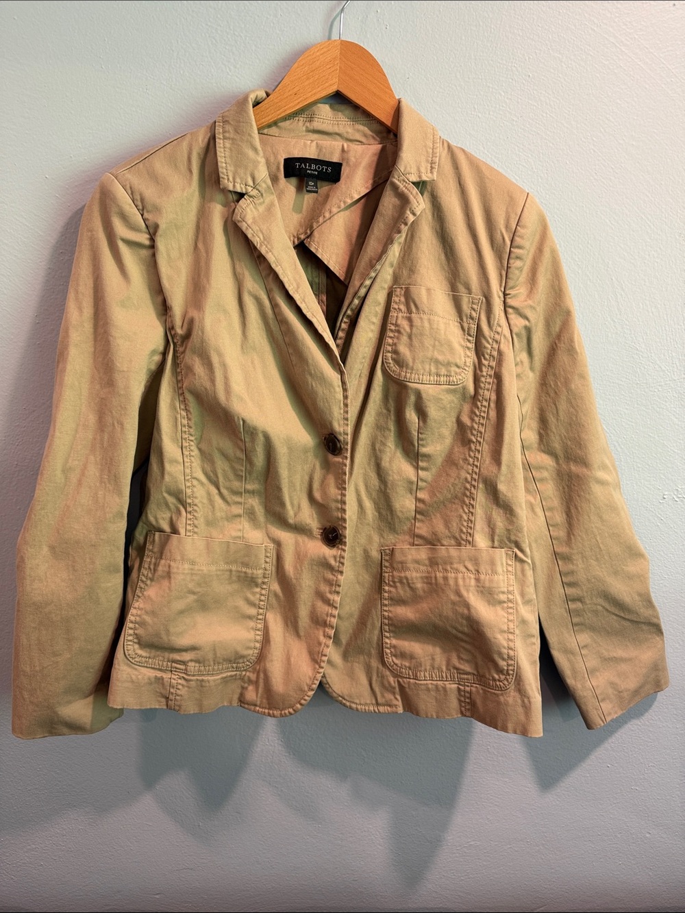 Talbots Beige/Tan Cotton Blazer Jacket